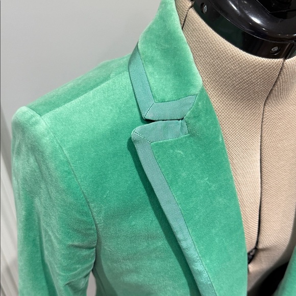 J.Crew Collection Women's Willa Blazer in Green Stretch Velvet  O - Picture 4 of 12